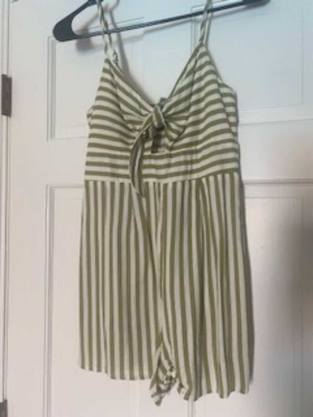 Green & White Stripped Romper